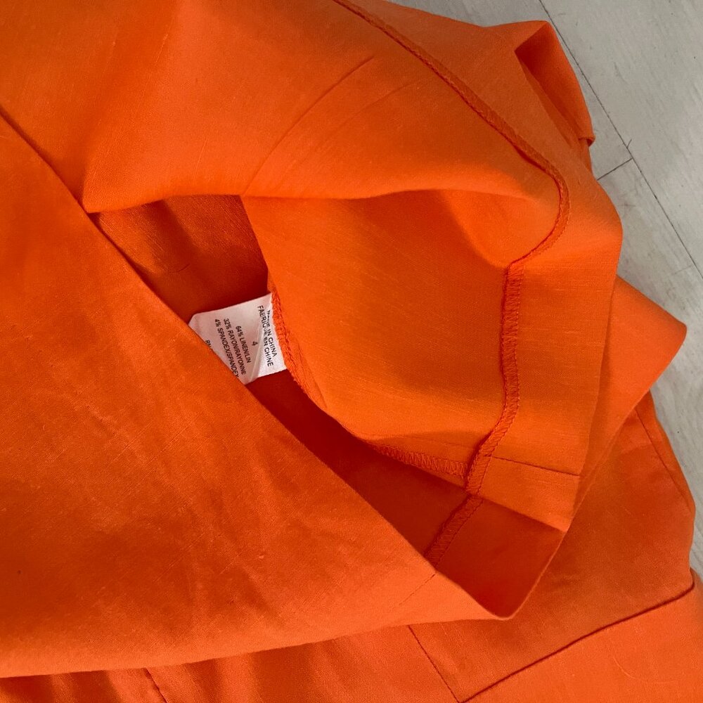 Theory Women's Orange Linen Bandeau Style Dress Size 4 - Picture 3 of 4